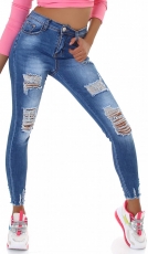 Sexy Push Up Jeans im Destroyed-Look - dark blue washed