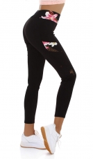 Moderne Fitness-Leggings im High Waist Look  mit Blumenprint - pink