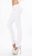 Stretch-Jeans mit Flap Pokets und Kontrastnähte in weiß