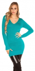 Feinstrick-Minikleid mit sexy Rücken-Cutout - petrol