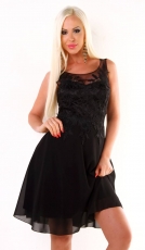 Traumhaftes Abendkleid mit Mesh-Einsätzen und Spitzen-Verzierung - schwarz