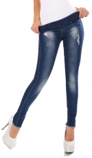 Hautenge Jeggings mit Vintage-Effekten in blue washed