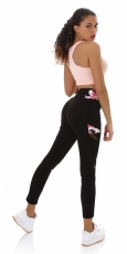 Preview: Moderne Fitness-Leggings im High Waist Look  mit Blumenprint - pink