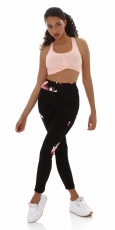 Preview: Moderne Fitness-Leggings im High Waist Look  mit Blumenprint - pink