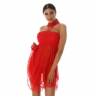 Preview: Süßes Neglige aus transparenten Tüll inklusive String - rot