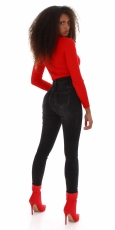 Preview: Sexy High Waist Jeans mit aufgesetzter Knopfleiste - schwarz