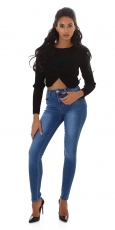 Preview: Basic Stretch Jeans mit Push Up Effekt in blue washed
