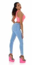Preview: Sexy Vintage High Waist Jeans mit Rissen in light blue