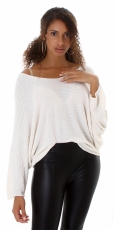 Oversize Pullover mit V-Ausschnitt in beige