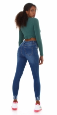 Preview: Sexy Skinny Jeans mit Destroyed-Effekten - blue washed