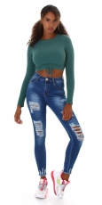 Preview: Sexy Skinny Jeans mit Destroyed-Effekten - blue washed