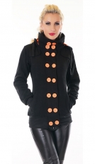 Tailliert Sweatjacke mit XXL-Kontrast-Knöpfe in schwarz / neonorange