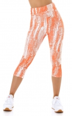 Preview: 3/4-lange High Waist Leggings mit modischen Print - orange