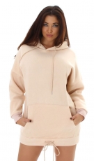 Warmer Oversize Sweat-Pullover mit Kapuze - beige