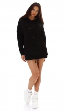 Preview: Warmer Oversize Sweat-Pullover mit Kapuze - schwarz