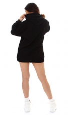 Preview: Warmer Oversize Sweat-Pullover mit Kapuze - schwarz