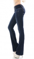 Basic Bootcut-Jeans mit Kontrastnähten und Gürtel - dark blue