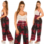 Preview: Overall mit süssem Häkeloberteil und Blumenmuster in schwarz