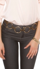 Preview: Cooler Hüftgürtel mit großen Ringen und Lederimitat - braun