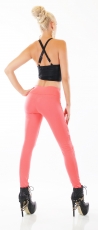 Preview: Figurbetonte High Waist Leggings mit Mesh-Einsätzen - coral