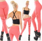 Preview: Figurbetonte High Waist Leggings mit Mesh-Einsätzen - coral