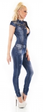 Preview: Overall mit Nieten-Verzierung und Knopfleiste in blue washed