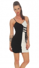Modernes Bicolor-Minikleid mit Spagettie-Trägern - schwarz/weiß