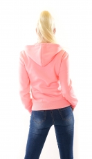 Preview: Modische Fleece Jacke mit Kapuze - rosé