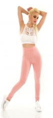 Preview: Leggings im Wabenmuster mit sexy Push Up Effekt - rosa