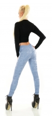 Preview: Sexy Highwaist Thermo-Leggings mit Glamour-Schriftprints - babyblau