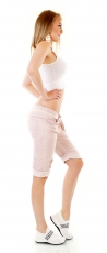 Preview: Lässige Capri-Hose mit dezentem Glamour-Touch in rosa