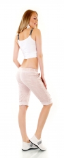 Preview: Lässige Capri-Hose mit dezentem Glamour-Touch in rosa