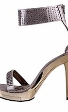 Preview: Party-Heels mit Nieten-Applikation & Glanz-Absatz in silver