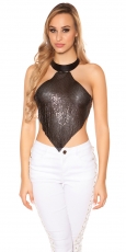 Preview: Sexy Neckholder-Top aus Kettenpailetten - schwarz