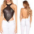 Preview: Sexy Neckholder-Top aus Kettenpailetten - schwarz