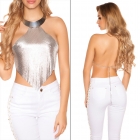 Preview: Sexy Neckholder-Top aus Kettenpailetten - silber