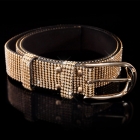 Preview: Lederimitat-Gürtel mit glänzender Strassverzierung - gold