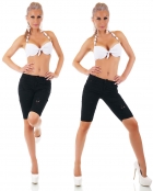 Preview: Süsse Capri-Jeans-Hose mit Vintage-Effekten in schwarz