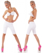 Süsse Jeans-Shorts mit Vintage-Effekten in weiß