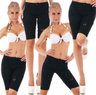 Preview: Süsse Capri-Jeans-Hose mit Vintage-Effekten in schwarz