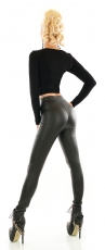 Preview: High-Waist-Leggings im Lederlook mit Zierkzippern - schwarz