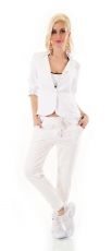 Preview: Blazer-Jacke mit eleganter Pailletten Verzierung in weiß