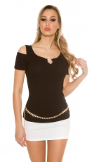 Preview: Glitzernder Strasshüftgürtel mit verstellbarer Kette - gold