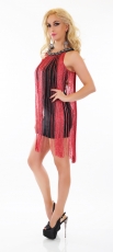 Preview: Charleston-Minikleid mit glitzernder Fransen-Verzierung in schwarz/rot