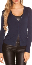 Preview: Weicher Cardigan mit tiefen V-Ausschnitt in marine
