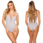 Preview: Figurbetontes Bodytop mit Zierschnürung - stone