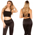 Preview: Sexy bauchfreies Crop-Top in schwarz