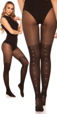 Sexy Strumpfhose im Overknee Look mit Glamour-Streifen - schwarz