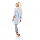 Legere geschnittene Bluse mit Glitzerapplikationen - blau