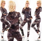 Preview: Schöner Nicki-Anzug im Batik-Look - aubergine